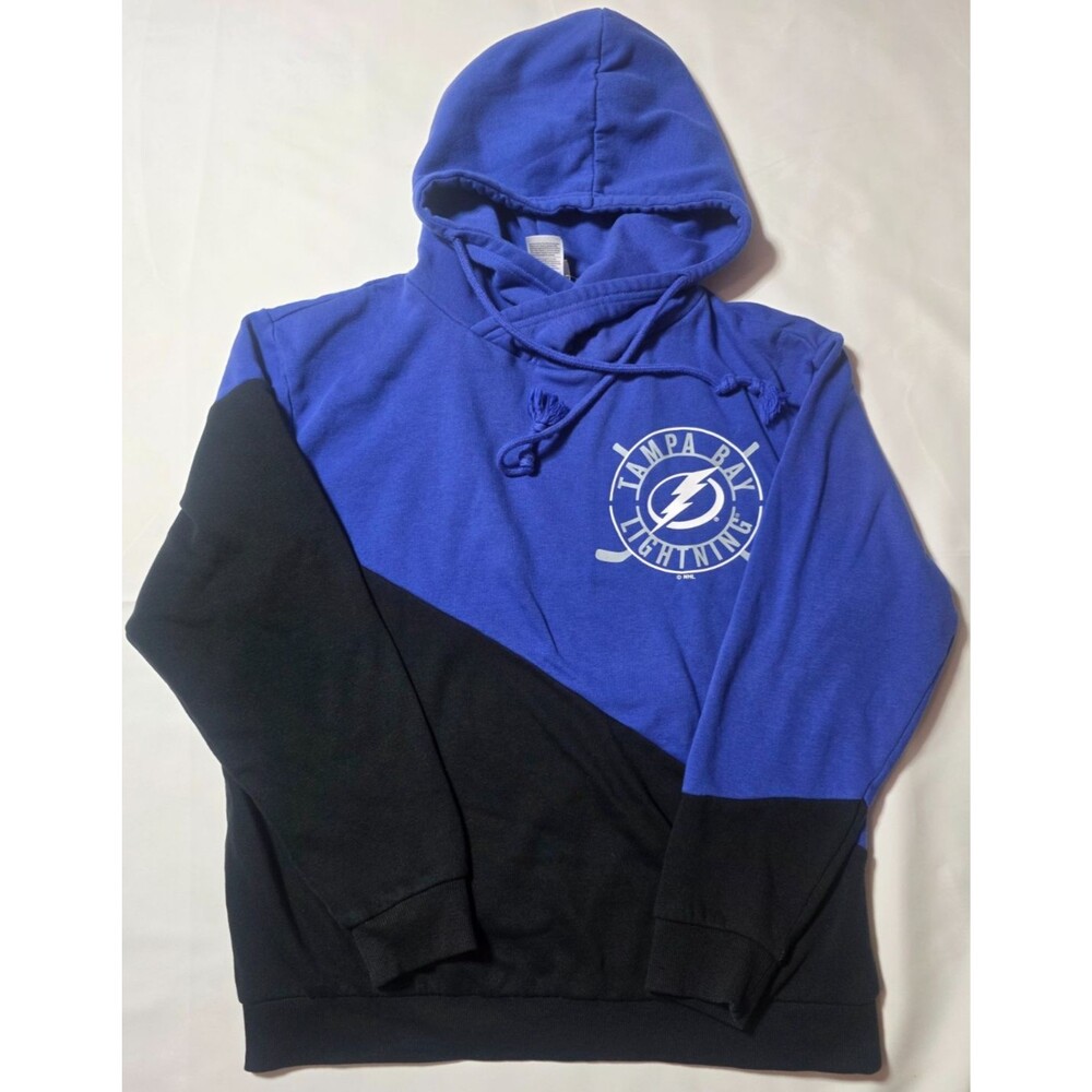 NHL Tampa Bay Lightning Mens Size M Blue Black Colorblock Pullover Hoodie Shirt